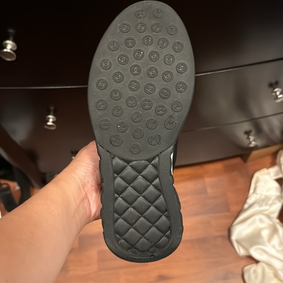 Black Chanel sneakers in size 6.5. Worn only once. Comes with receipt/dust bag - Picture 3 of 6